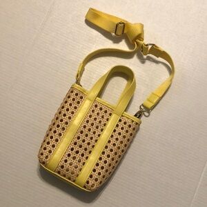 Wicker & Leather Woven Tote Bag, Crossbody, Handbag